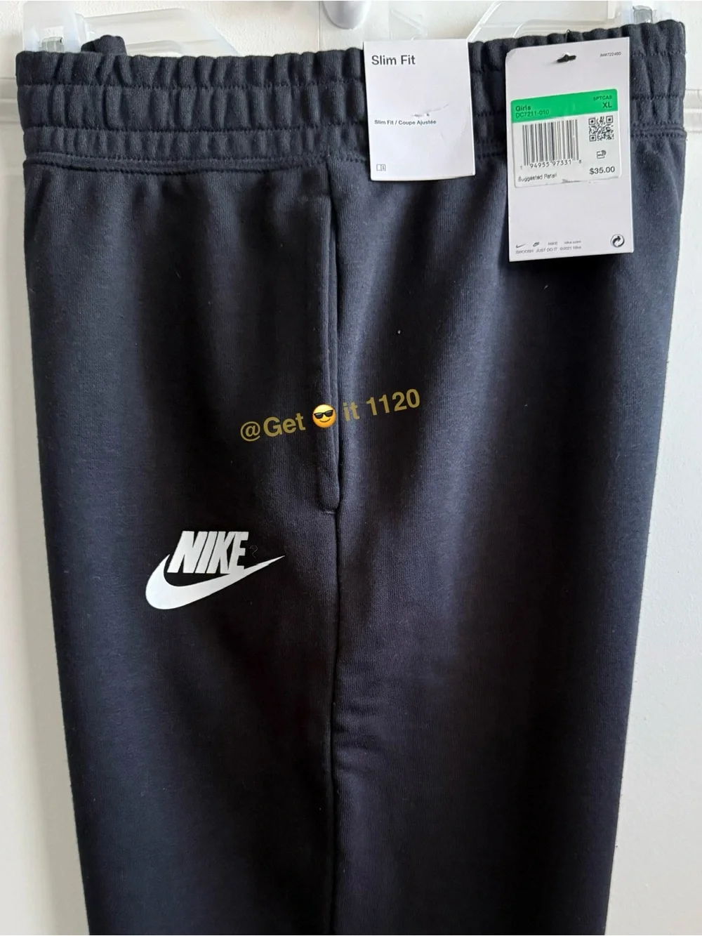 Nike Sportswear Club Kids' (Girls') French Terry Pants DC7211-010 Black Size XL